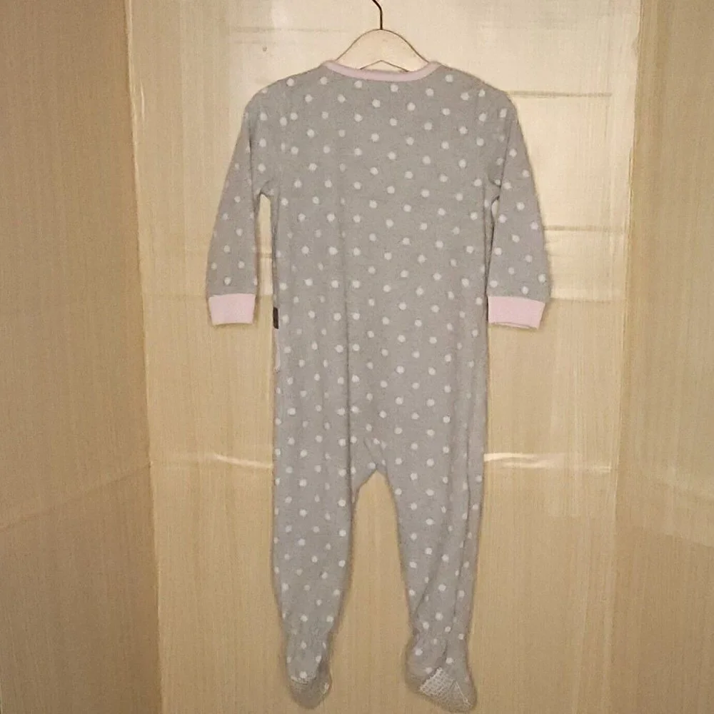 Carter's Toddler Girls Grey Polka-dot Puppy Fleece Footie Pajamas 2T
